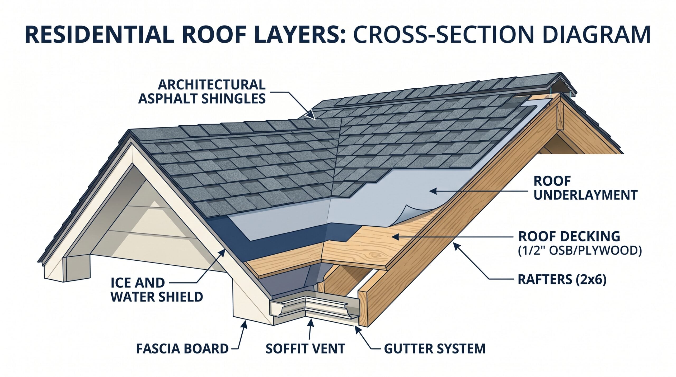 Roof Replacement Cost Breakdown by Material - Rapid City SD Diagram showing roof replacement cost breakdown by material type including asphalt shingles metal roofing and premium shingles for South Dakota homes